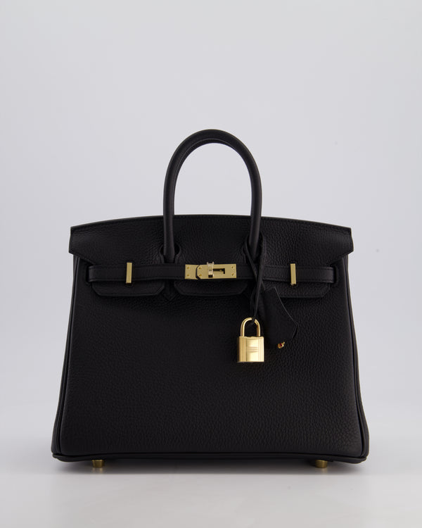 *SUPER RARE* Hermès Birkin 25 Retourne Bag in Noir Togo Leather with Permbrass Hardware