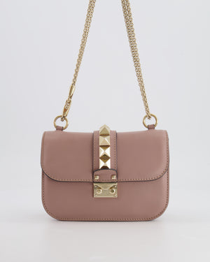 Valentino Beige Rockstud Bag with Gold Studs and Chain Detail