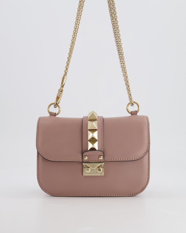 Valentino Beige Rockstud Bag with Gold Studs and Chain Detail