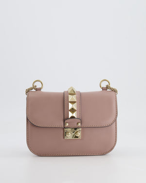 Valentino Beige Rockstud Bag with Gold Studs and Chain Detail