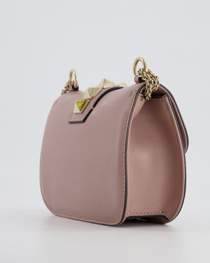Valentino Beige Rockstud Bag with Gold Studs and Chain Detail