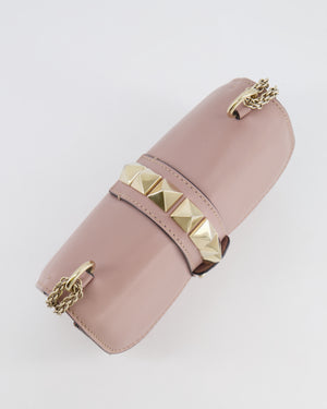 Valentino Beige Rockstud Bag with Gold Studs and Chain Detail