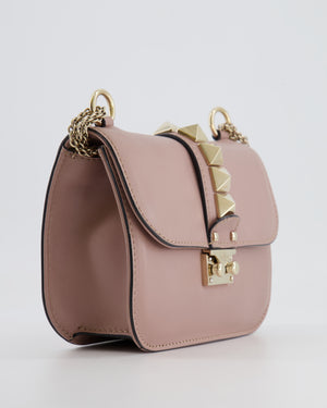 Valentino Beige Rockstud Bag with Gold Studs and Chain Detail