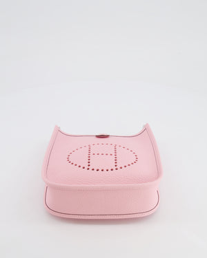 Hermes Mini Evelyne Bag in Rose Sakura Clemence Leather with Palladium Hardware
