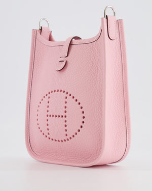 Hermes Mini Evelyne Bag in Rose Sakura Clemence Leather with Palladium Hardware