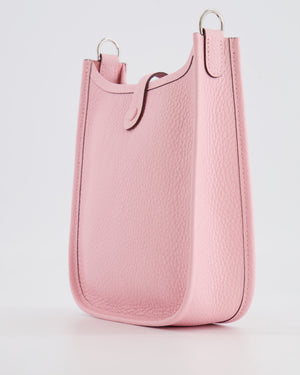 Hermes Mini Evelyne Bag in Rose Sakura Clemence Leather with Palladium Hardware