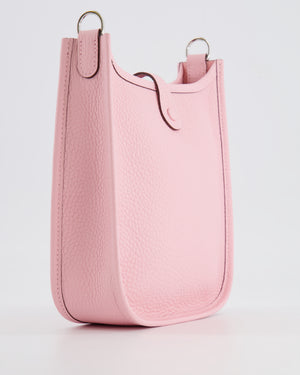 Hermes Mini Evelyne Bag in Rose Sakura Clemence Leather with Palladium Hardware