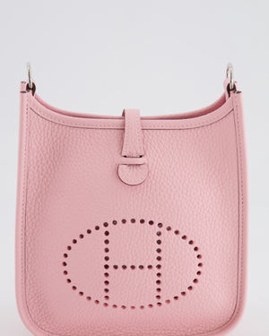 Hermes Mini Evelyne Bag in Rose Sakura Clemence Leather with Palladium Hardware