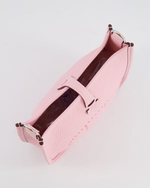 Hermes Mini Evelyne Bag in Rose Sakura Clemence Leather with Palladium Hardware