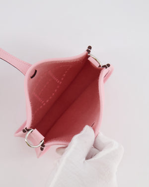 Hermes Mini Evelyne Bag in Rose Sakura Clemence Leather with Palladium Hardware