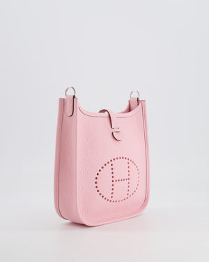 Hermes Mini Evelyne Bag in Rose Sakura Clemence Leather with Palladium Hardware