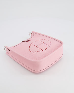 Hermes Mini Evelyne Bag in Rose Sakura Clemence Leather with Palladium Hardware