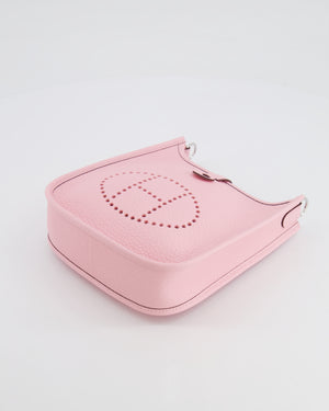 Hermes Mini Evelyne Bag in Rose Sakura Clemence Leather with Palladium Hardware