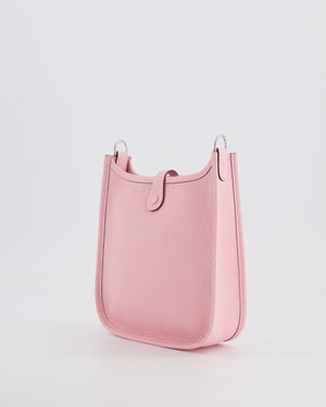 Hermes Mini Evelyne Bag in Rose Sakura Clemence Leather with Palladium Hardware