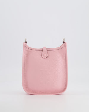 Hermes Mini Evelyne Bag in Rose Sakura Clemence Leather with Palladium Hardware