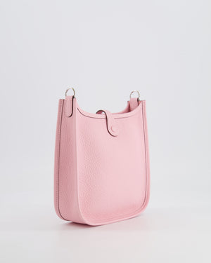 Hermes Mini Evelyne Bag in Rose Sakura Clemence Leather with Palladium Hardware