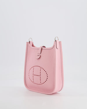 Hermes Mini Evelyne Bag in Rose Sakura Clemence Leather with Palladium Hardware