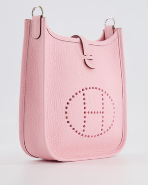 Hermes Mini Evelyne Bag in Rose Sakura Clemence Leather with Palladium Hardware