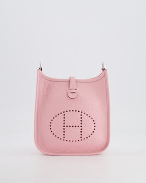 Hermes Mini Evelyne Bag in Rose Sakura Clemence Leather with Palladium Hardware
