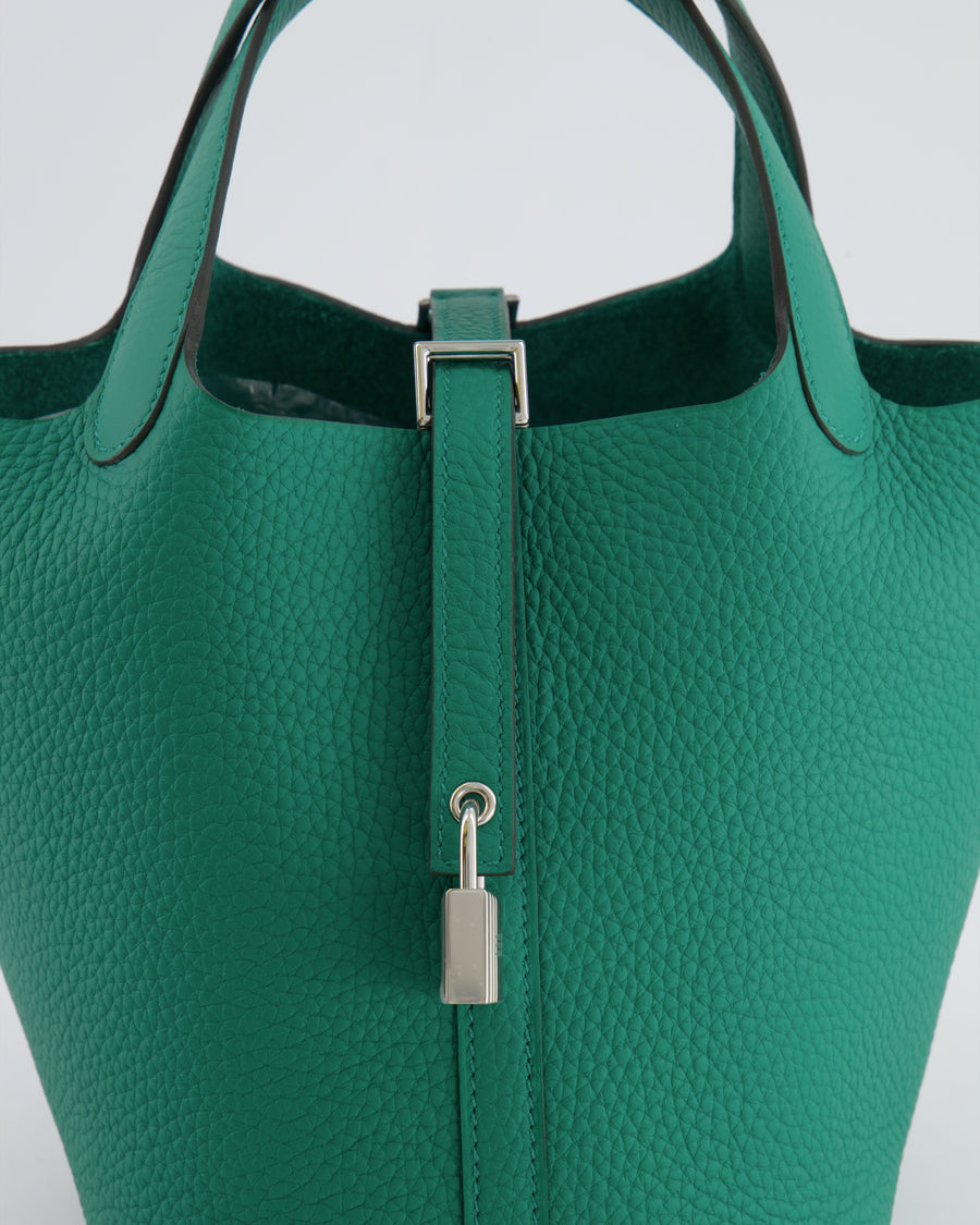 Hermès Picotin Lock Bag 18 in Clemence Leather Vert Vertigo with Palladium Hardware