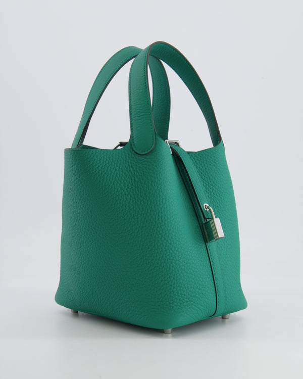 Hermès Picotin Lock Bag 18 in Clemence Leather Vert Vertigo with Palladium Hardware