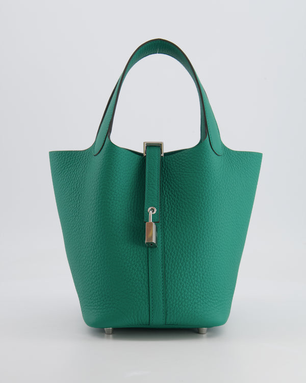Hermès Picotin Lock Bag 18 in Clemence Leather Vert Vertigo with Palladium Hardware