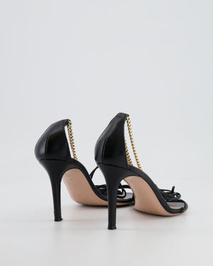Gianvito Rossi Black Heeled Sandals with Gold Chain Detail Size EU 36.5
