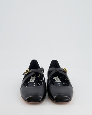 Bally Black Leather Flats with Crossed Strap Detail Size EU 36
