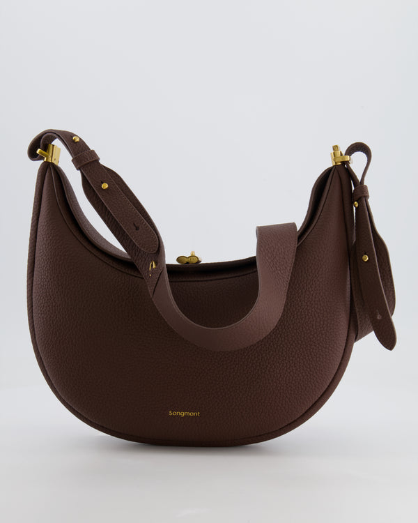 Songmont Brown Luna Shoulder Bag with Gold Hardware