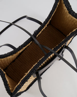 DeMellier The Capri Beige Raffia Bag with Black Trim Detail and Leather Handles RRP £295