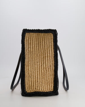 DeMellier The Capri Beige Raffia Bag with Black Trim Detail and Leather Handles RRP £295