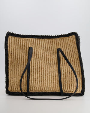 DeMellier The Capri Beige Raffia Bag with Black Trim Detail and Leather Handles RRP £295