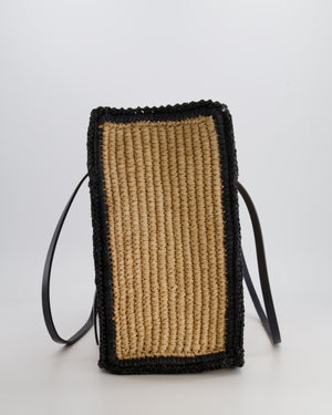 DeMellier The Capri Beige Raffia Bag with Black Trim Detail and Leather Handles RRP £295