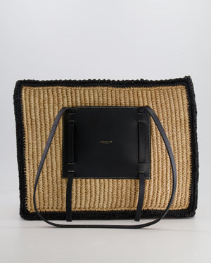 DeMellier The Capri Beige Raffia Bag with Black Trim Detail and Leather Handles RRP £295