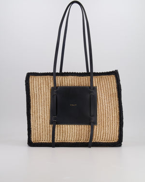 DeMellier The Capri Beige Raffia Bag with Black Trim Detail and Leather Handles RRP £295