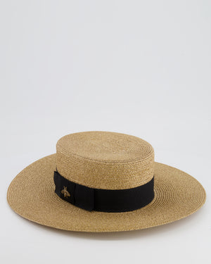 Gucci Gold Metallic Hat with Black Band and Bee Logo Detail Size XS RRP £435