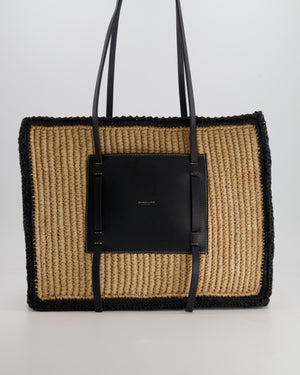 DeMellier The Capri Beige Raffia Bag with Black Trim Detail and Leather Handles RRP £295