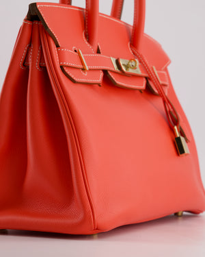 *HOT* Hermès Candy Birkin 30 Retourne Verso Bag in Rose Jaipur Epsom Leather, Gold Chèvre Interior with Permabrass Hardware