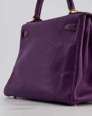 Hermès Kelly Retourne Bag 28cm in Ultraviolet Clemence Leather with Gold Hardware