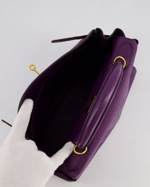 Hermès Kelly Retourne Bag 28cm in Ultraviolet Clemence Leather with Gold Hardware