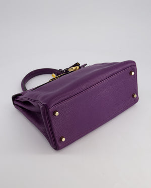 Hermès Kelly Retourne Bag 28cm in Ultraviolet Clemence Leather with Gold Hardware