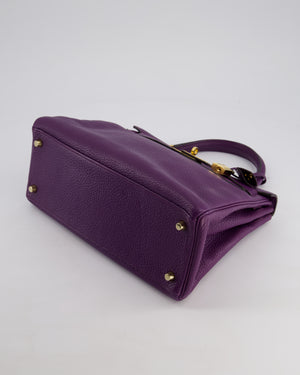 Hermès Kelly Retourne Bag 28cm in Ultraviolet Clemence Leather with Gold Hardware