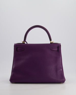 Hermès Kelly Retourne Bag 28cm in Ultraviolet Clemence Leather with Gold Hardware