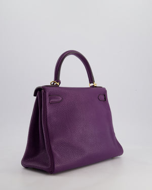 Hermès Kelly Retourne Bag 28cm in Ultraviolet Clemence Leather with Gold Hardware