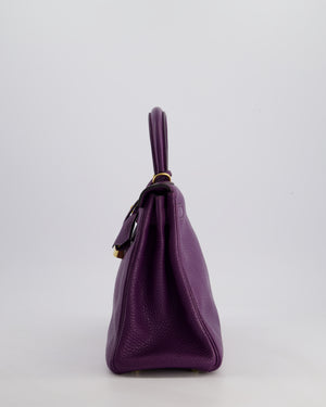 Hermès Kelly Retourne Bag 28cm in Ultraviolet Clemence Leather with Gold Hardware