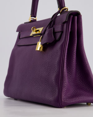 Hermès Kelly Retourne Bag 28cm in Ultraviolet Clemence Leather with Gold Hardware