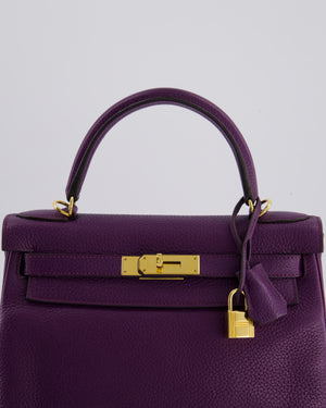 Hermès Kelly Retourne Bag 28cm in Ultraviolet Clemence Leather with Gold Hardware