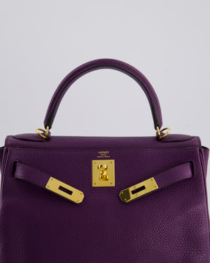 Hermès Kelly Retourne Bag 28cm in Ultraviolet Clemence Leather with Gold Hardware