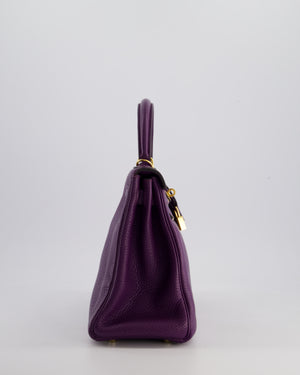 Hermès Kelly Retourne Bag 28cm in Ultraviolet Clemence Leather with Gold Hardware