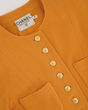 Chanel Orange Vintage Jacket and Skirt Set with Gold CC Buttons Size FR 42 (UK 14)